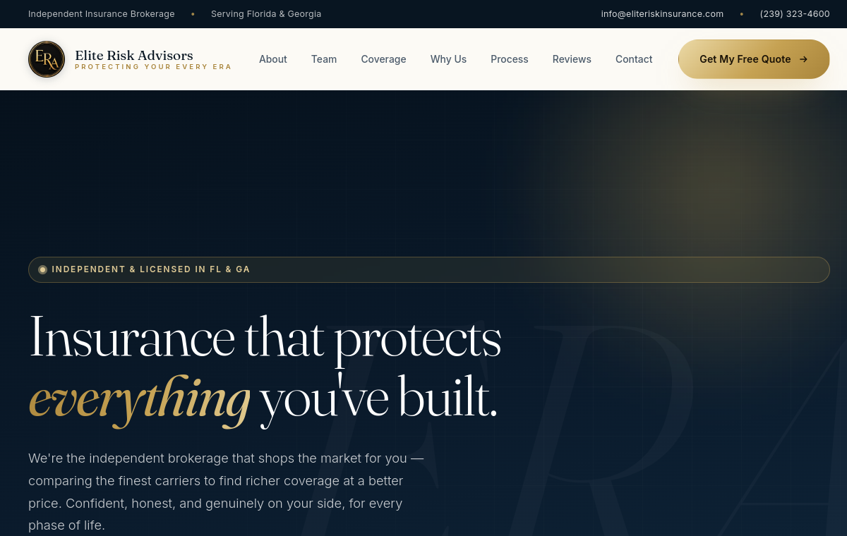 Elite Risk Advisors website